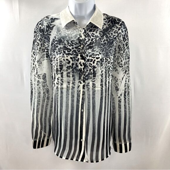 Guess sequin collar button down blouse XS - Picture 1 of 8